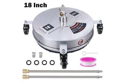 Close-up of stainless steel surface cleaner 18 inch quick plug fitting
