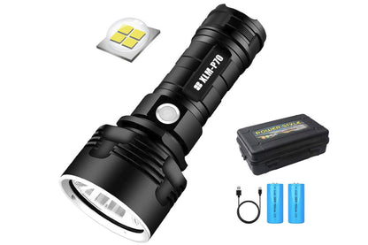 LED hunting torch showing heat pipe cooling system vents