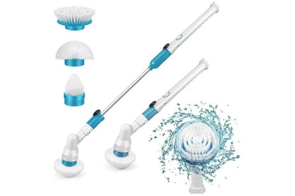 Close up of blue electric cleaning brush bristles for tile and grout
