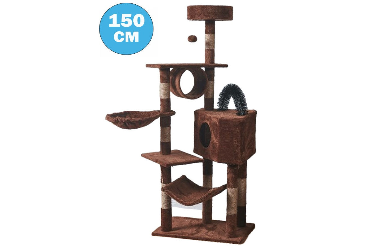 Close up of sisal rope wrapped scratching post on cat tree