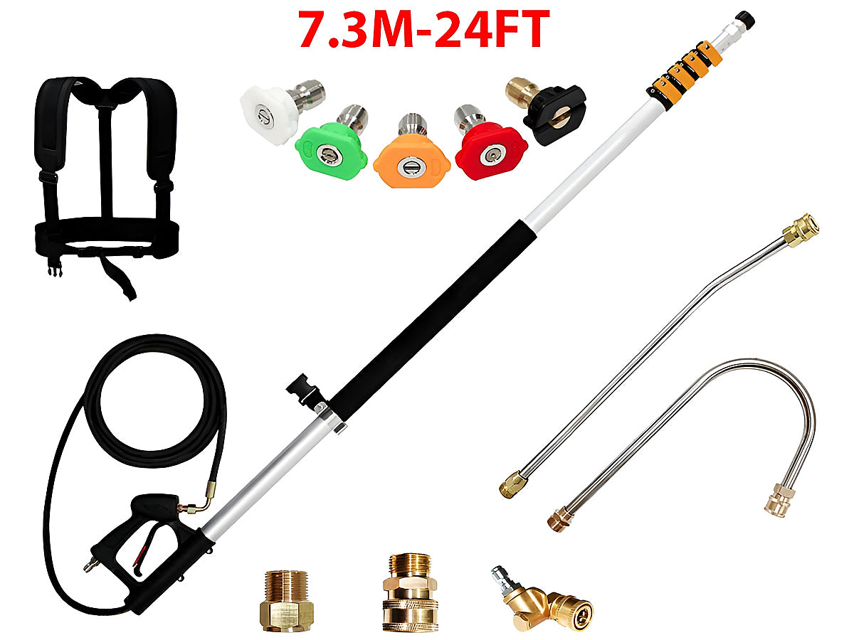 Pressure washer wand showing 5 spray nozzle tips included