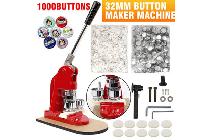 Close up of 32mm button maker metal base and handle grip