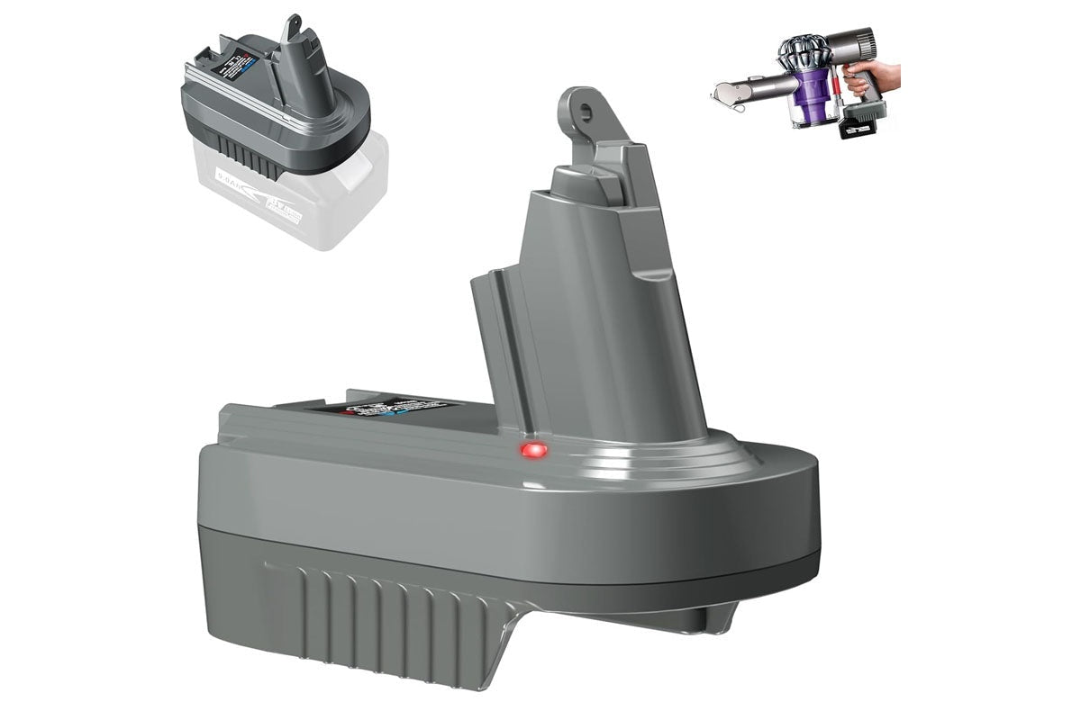 Side view of Makita 18V compatible battery adapter for Dyson V6