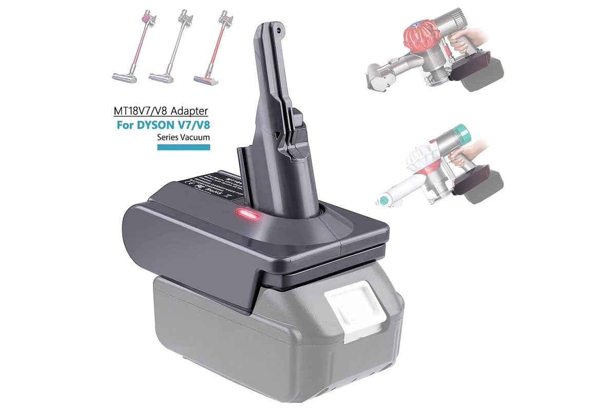 Side view of V7 V8 battery adapter showing connection ports