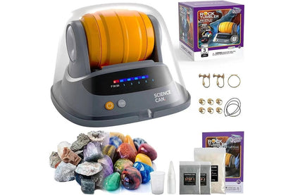 Close up of rock tumbler barrel with stones inside