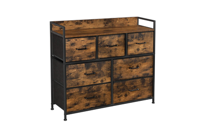 Side view of Chest of Drawers Tall boy with black metal frame