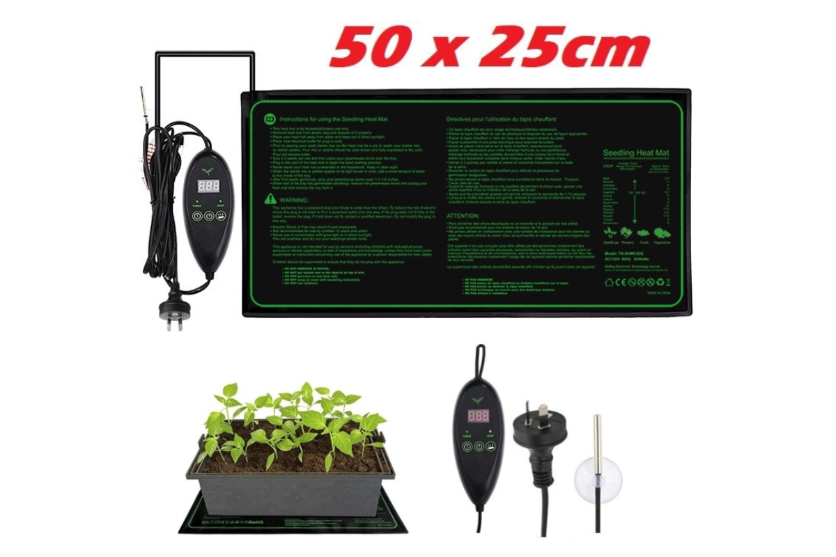 Close up of seedling heat mat metal heating wire detail