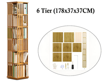 Side view of bookshelf stack book case with six tier shelves