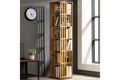 Close up of rotating mechanism on bookshelf stack book case