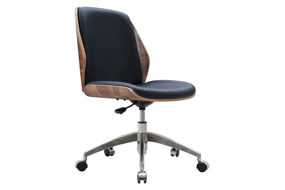Side view of Office Chair wooden Computer Chair with wooden frame
