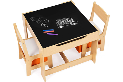 Side view of Table and Chair Set with two chairs included