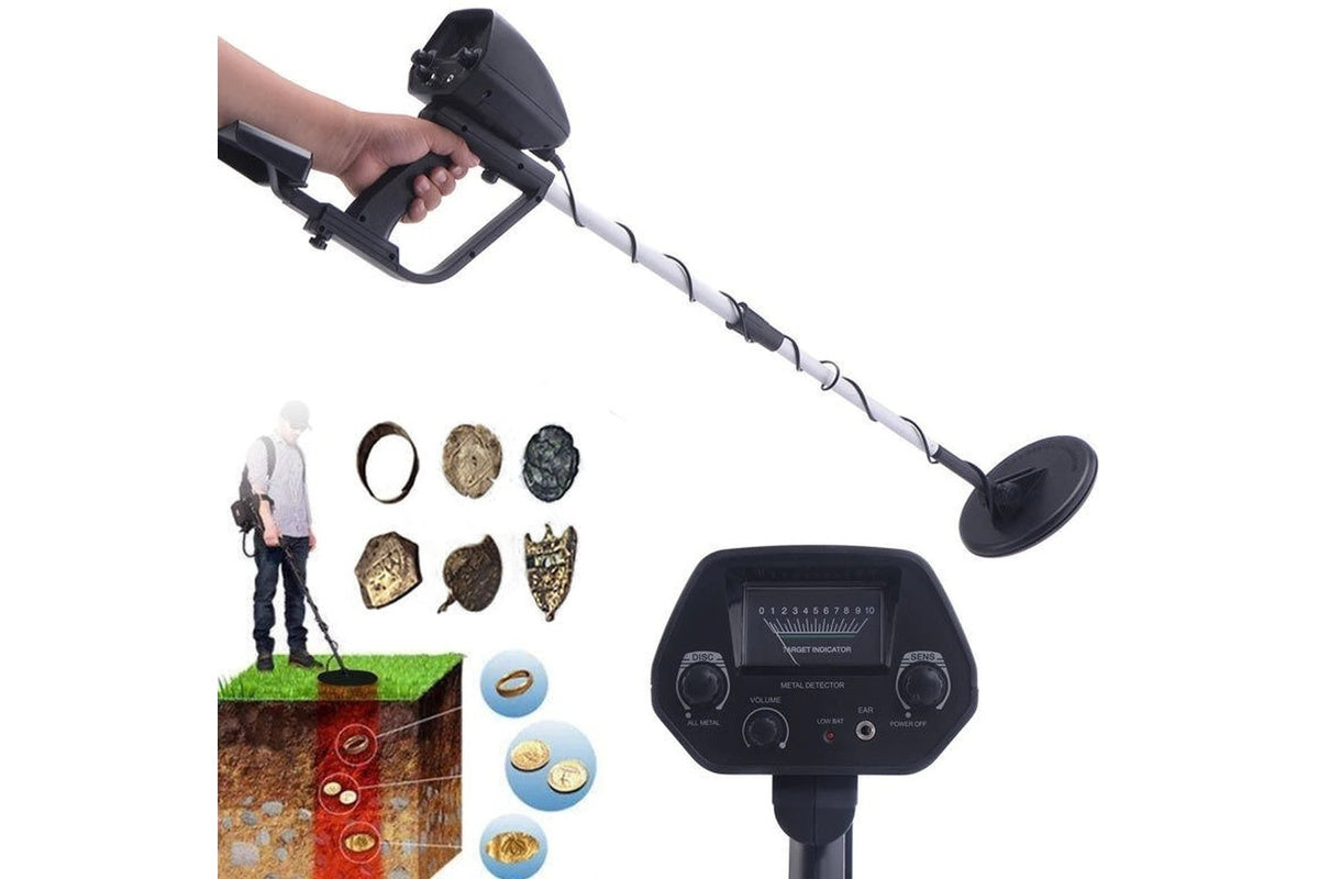 Close up of metal detector waterproof search coil in black
