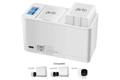 Close up of Arlo Pro charger digital LED screen display