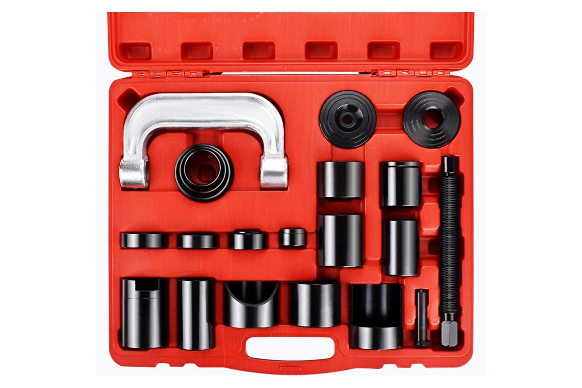 Close up of ball joint tool kit C-frame in black finish