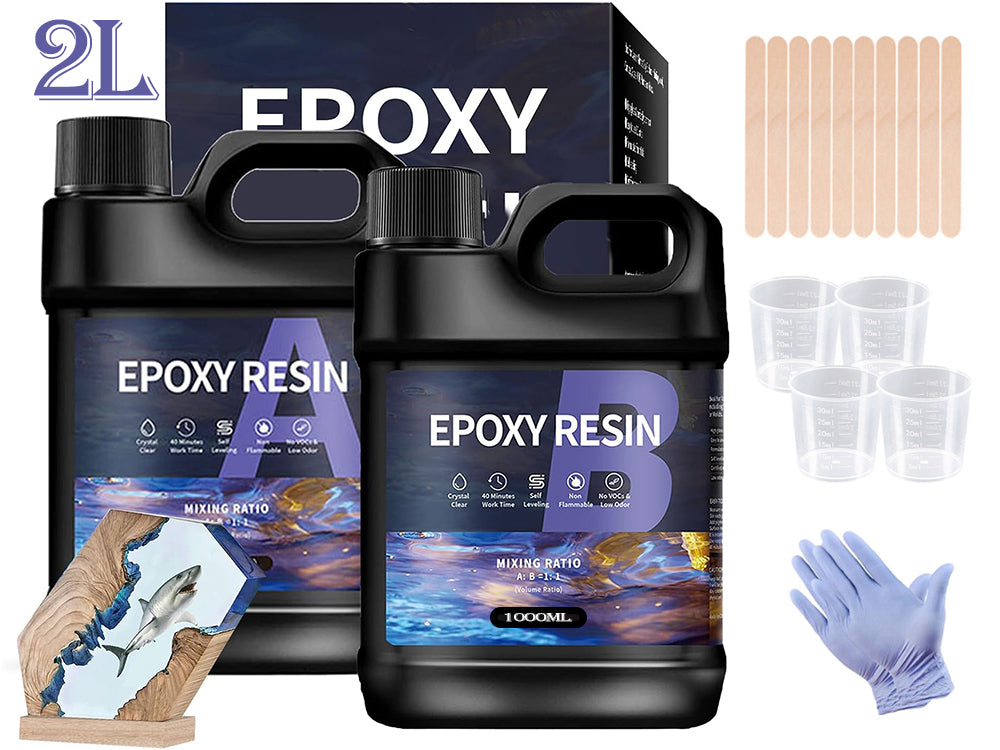 Epoxy resin 1:1 kit curing clear resin jewellery pieces on bench