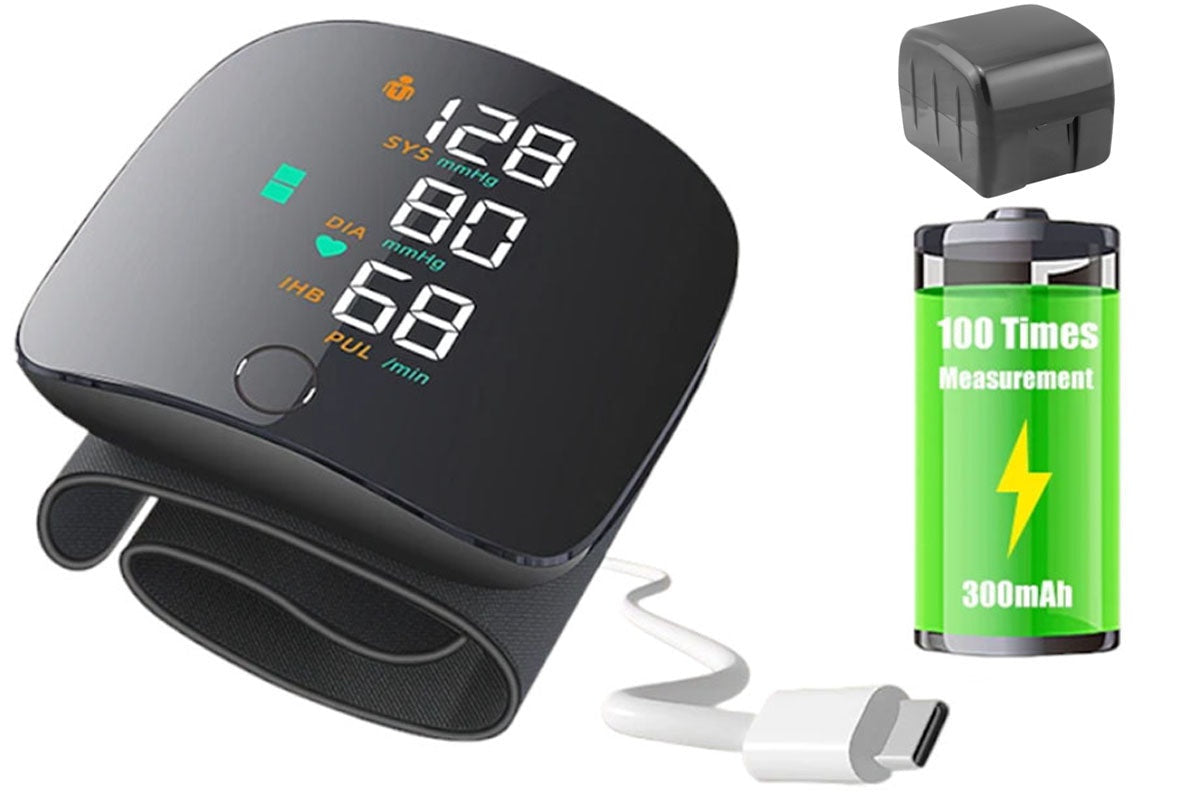 Close up of blood pressure monitor touchscreen display