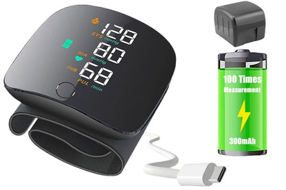 Close up of blood pressure monitor touchscreen display