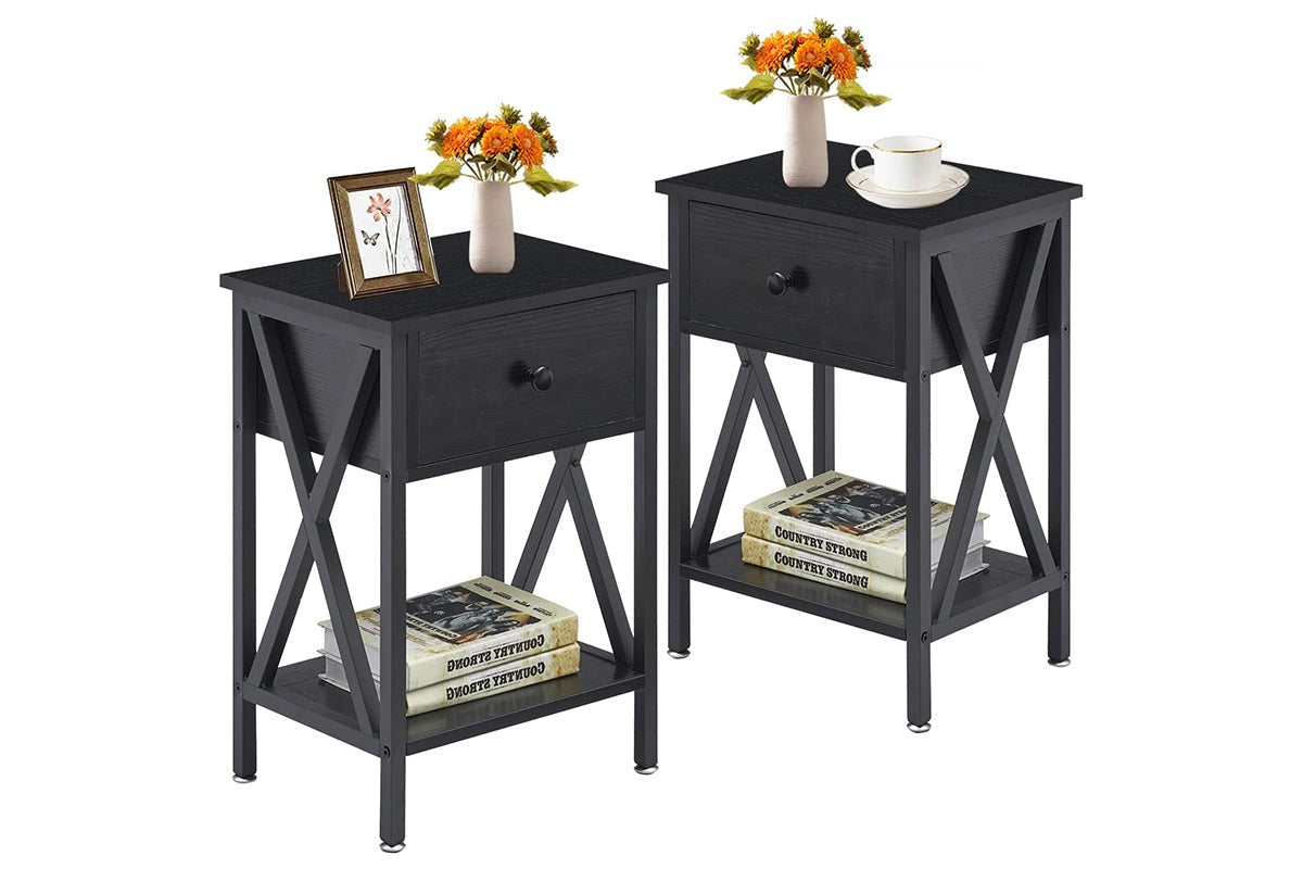 Side view of bedside table highlighting compact design