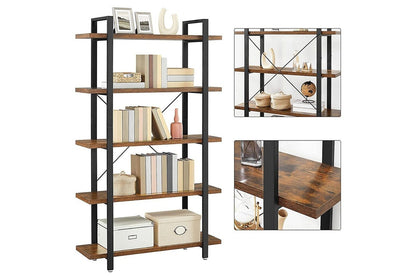 Side view of book cabinet bookshelf with sturdy metal frame