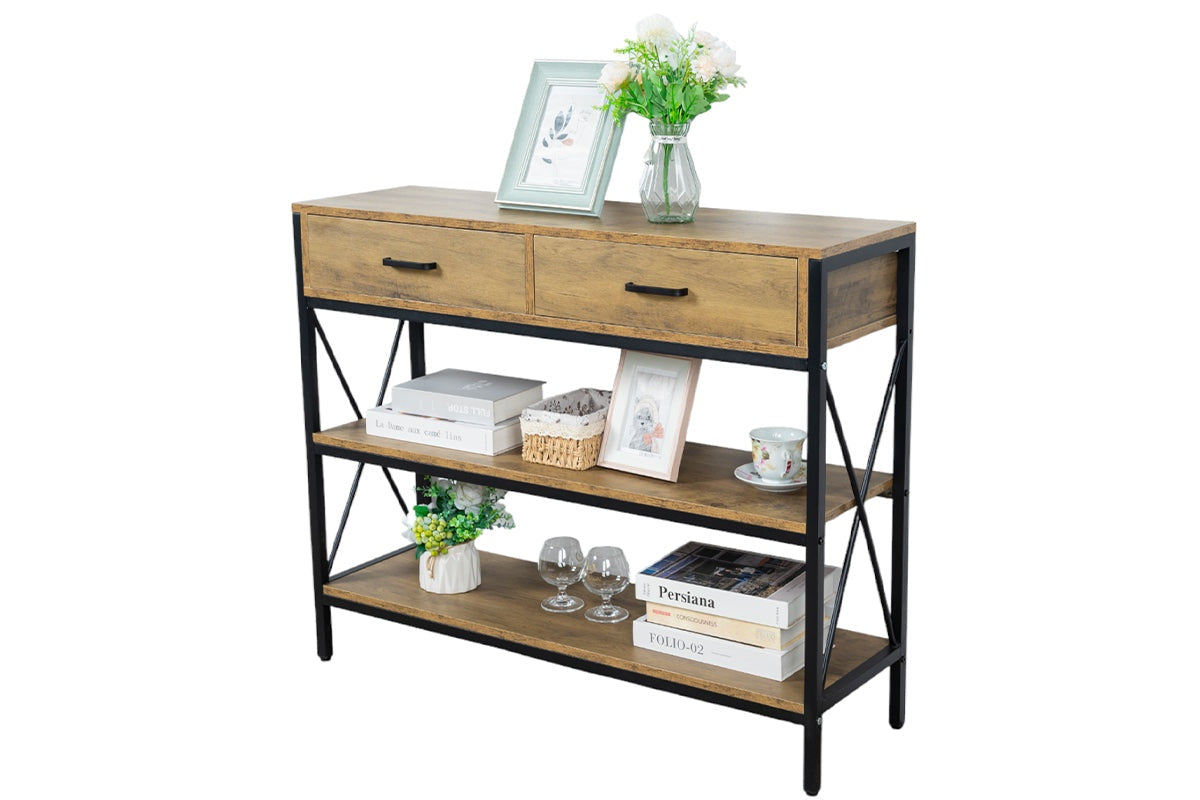 Side view of Console Table Hallway Entry Table with metal frame