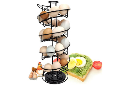 Close up of black powder coated steel on egg storage rack