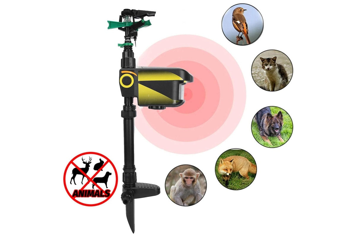 Black ABS material solar garden sprinkler animal repellent close up