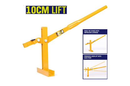 Close up of fence post lifter handle grip