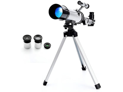 Astronomical telescope focusing knob detail in silver