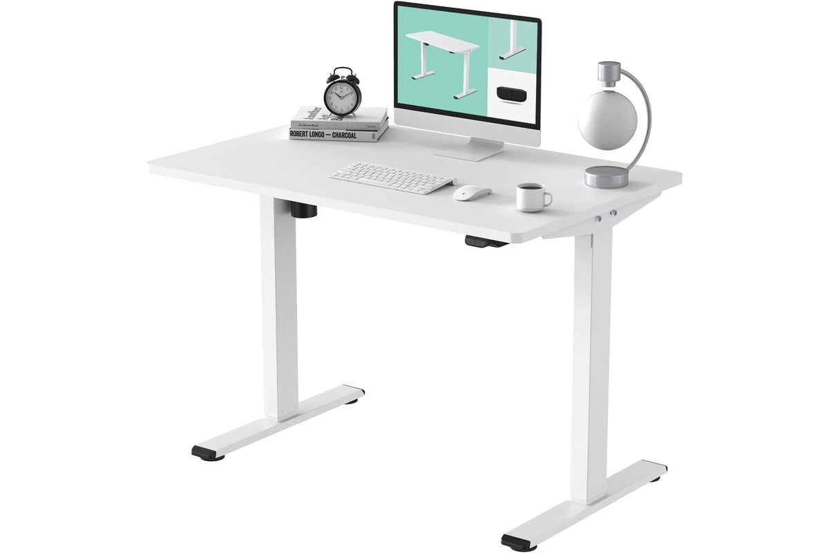 Electric lift height adjustable desk table 120cm side angle