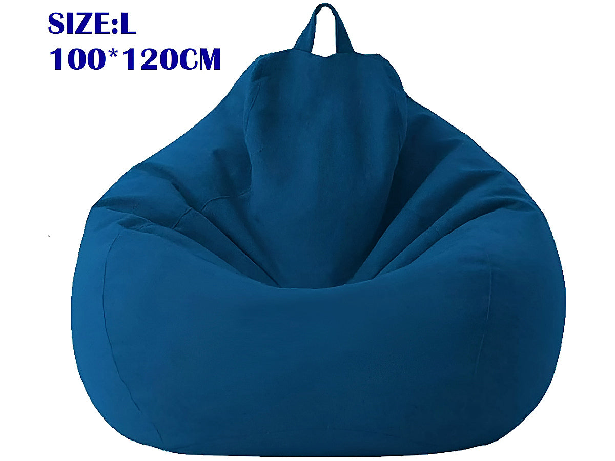 Side angle of large bean bag cover with ergonomic shape