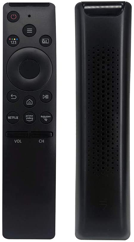 Samsung Smart TV remote replacement next to a 4K UHD TV