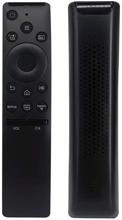 Samsung Smart TV remote replacement next to a 4K UHD TV