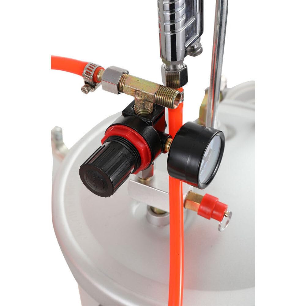 15L paint pressure tank system displayed with cleaning brush and wrench