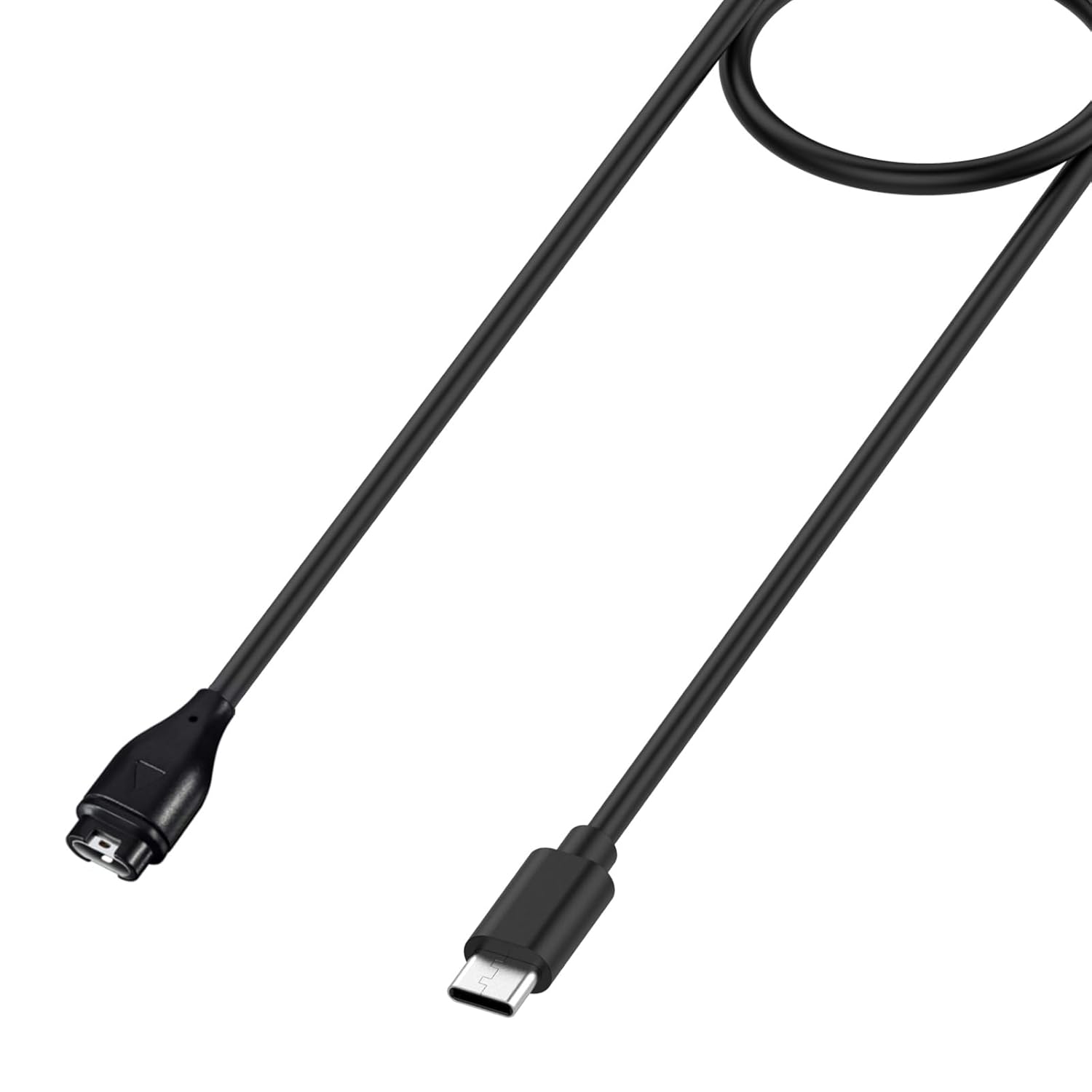 Garmin watch charging cable showing plug and play feature