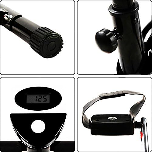 Exercise bike in home gym setting with wooden floor