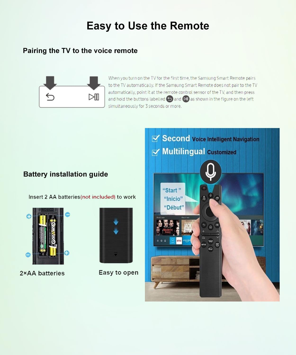 Samsung TV remote displaying voice control button
