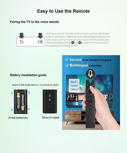 Samsung TV remote displaying voice control button
