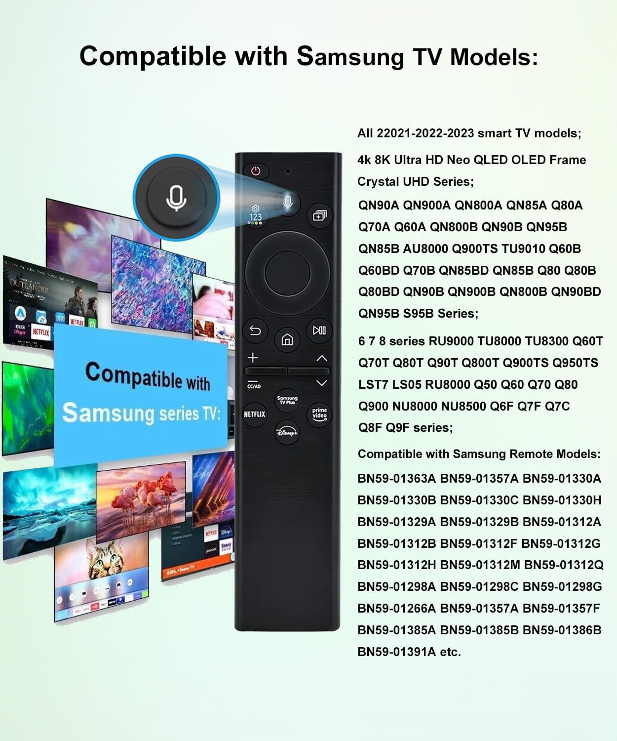 Close up of Samsung TV remote with Netflix and Prime Video buttons