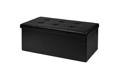 Top view of storage bench ottoman showing cushioned lid