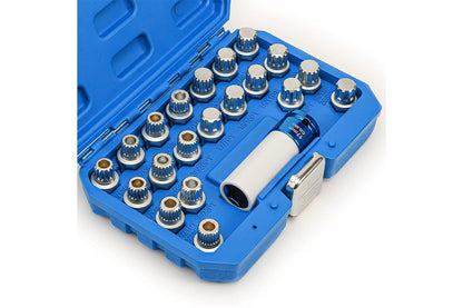 Close-up of heavy steel wheel nut sockets for BMW