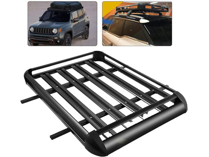 Car top basket rack mounted on vehicle roof crossbars