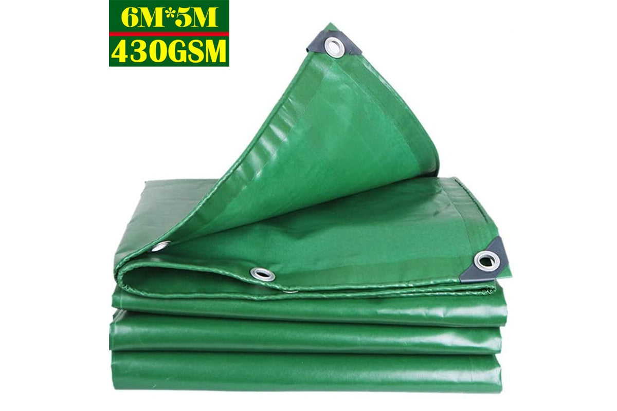 Close up of heavy duty PVC material on canvas tarpaulin