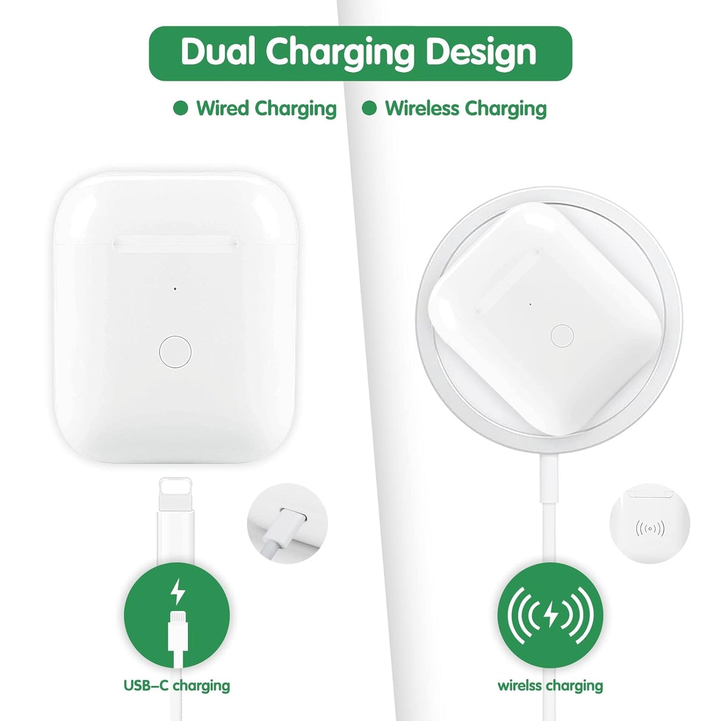 Replacement Wireless Charging Case for AirPods 1 & AirPods 2
