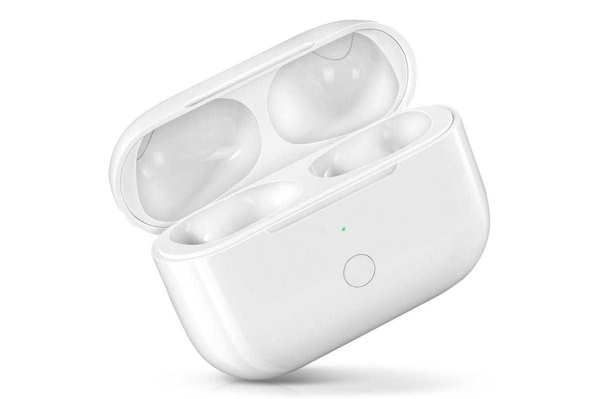 Close up of sync pairing button on AirPods Pro charging case