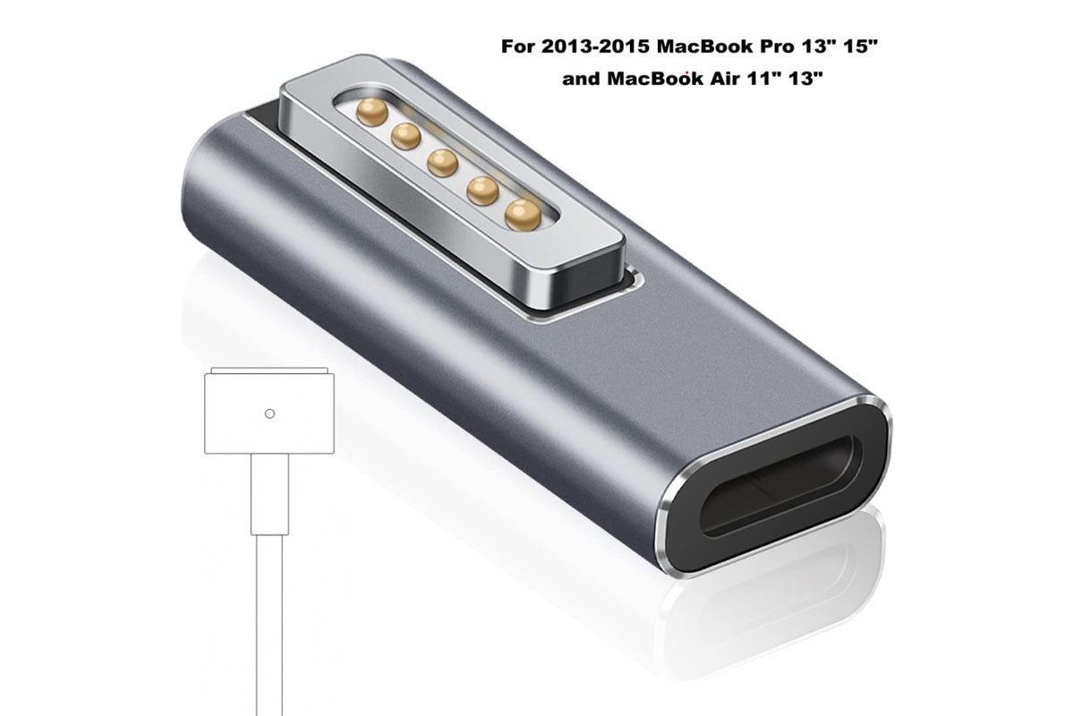 Close up of USB C to MagSafe 2 adapter connector tip for MacBook