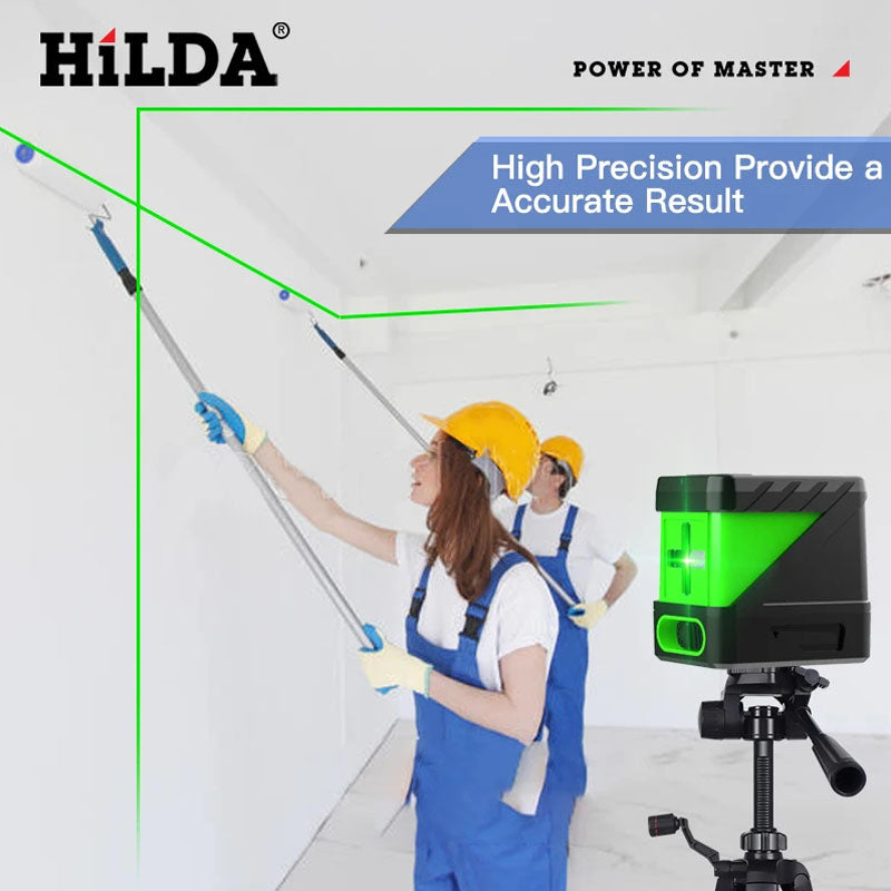 Compact laser level with self-levelling indicator light