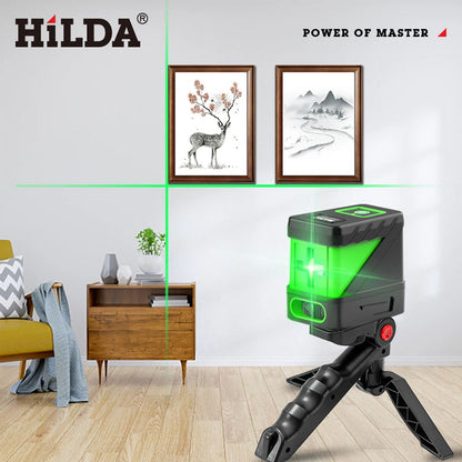 Laser level showing blinking light for out-of-level alert