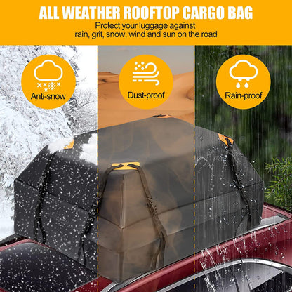 Car roof bag cargo bag demonstrating easy installation on car roof