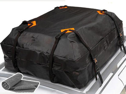 Car roof bag cargo bag demonstrating easy installation on car roof