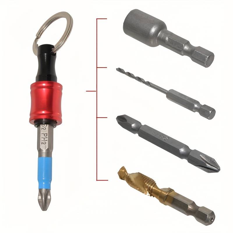 Keychain Screwdriver Drill Bits Holder Set 1/4" Hex Shank